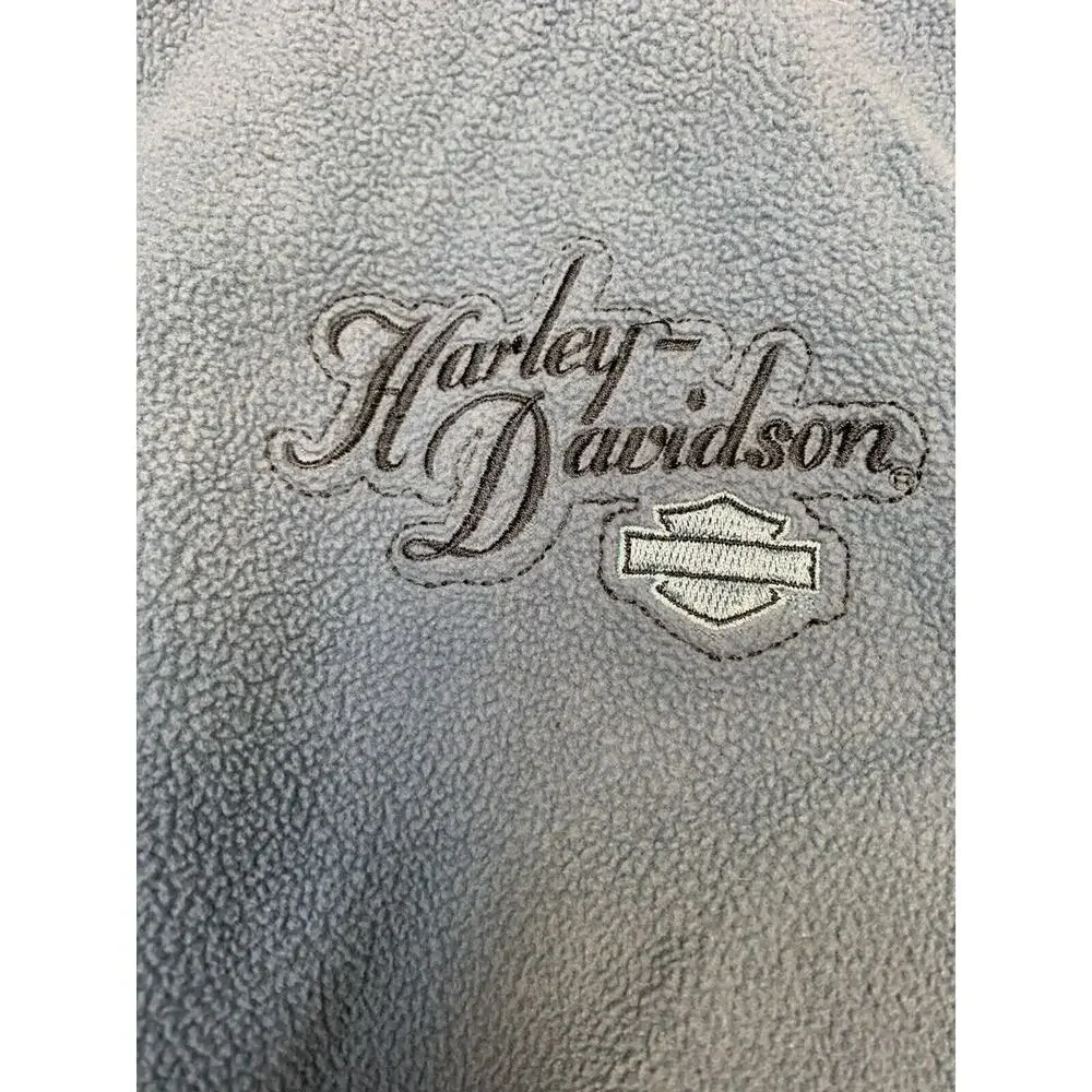 Harley Davidson Nashville Jacket Womens Medium‎ Embroidered Blue Fleece 1/4 zip